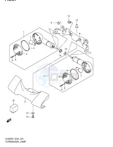 VL800 (E2) VOLUSIA drawing TURNSIGNAL FRONT LAMP (MODEL K1 K2 K3)