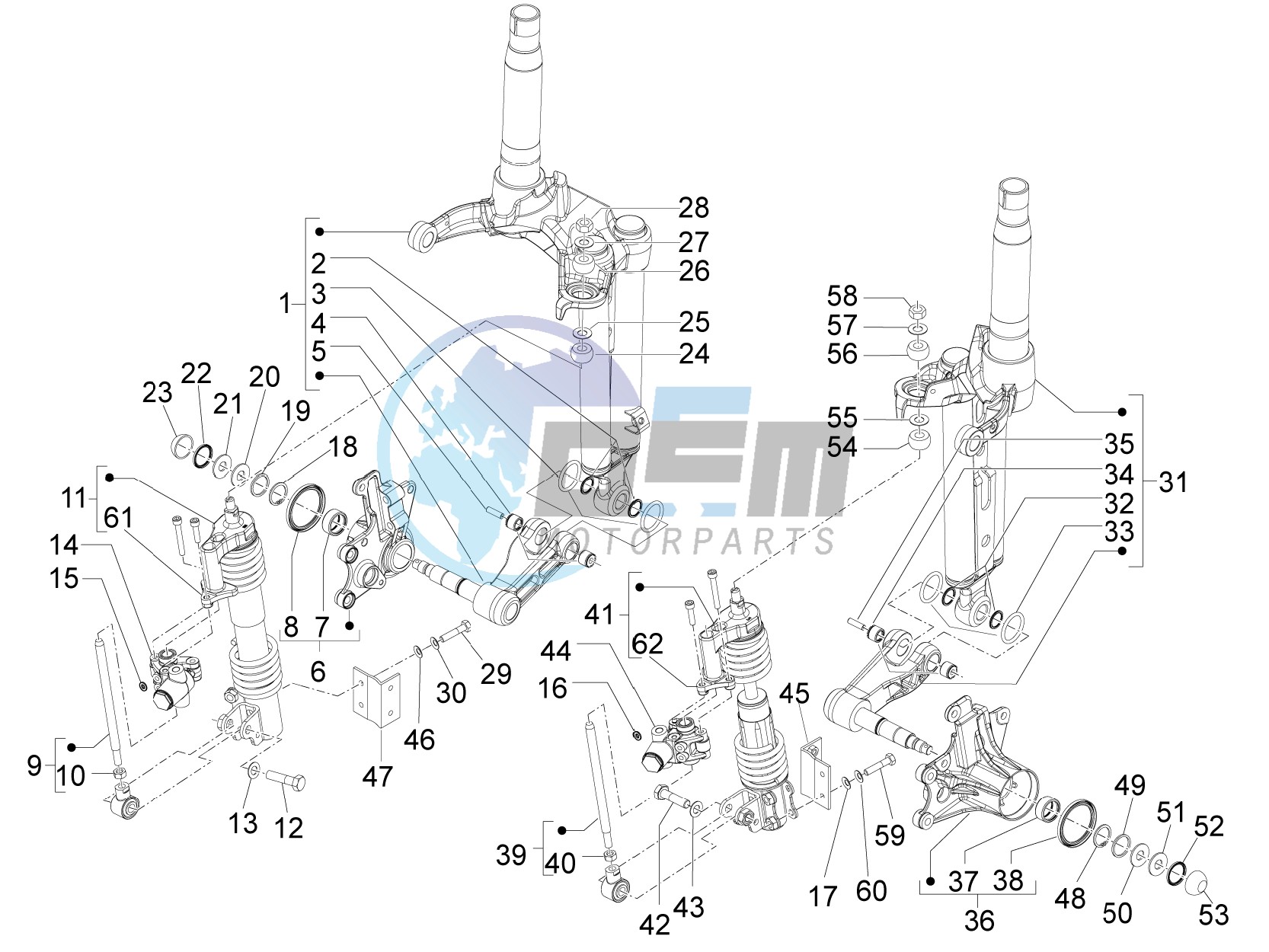 Front fork components (Mingxing)