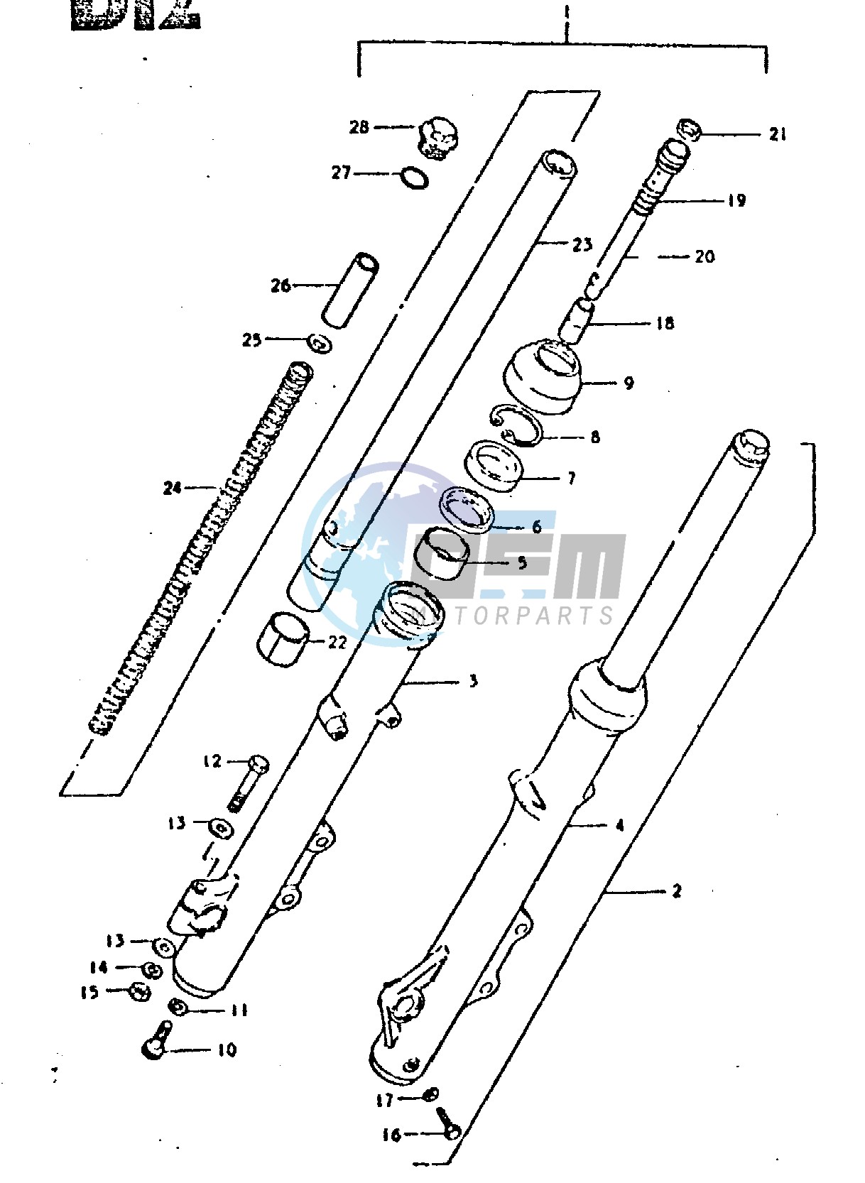 FRONT FORK (GSX750ET ~F.NO.504681, GSX750T ~F.NO.100291)