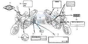 CB600F HORNET S drawing CAUTION LABEL (CB600F2/F3/4/5/6)