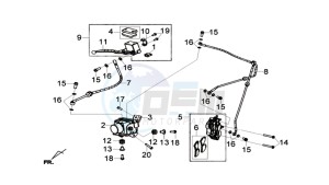 GTS 300i drawing BRAKE CALIPER FOR / BRAKE LEVER CPL