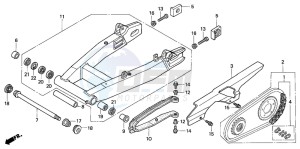 CB1300 CB1300SUPER FOUR drawing SWINGARM/CHAIN CASE