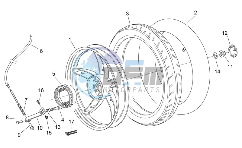 Rear wheel - drum brake