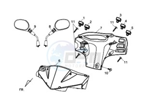 ORBIT II 50 TS drawing HEAD LIGHT COVER / SPEEDOMETER COWL / MIRRORS