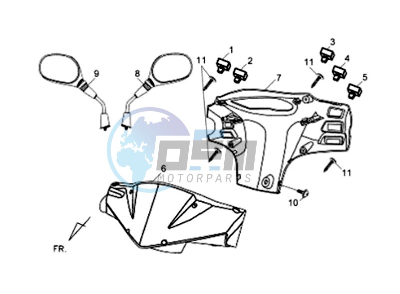 HEAD LIGHT COVER / SPEEDOMETER COWL / MIRRORS