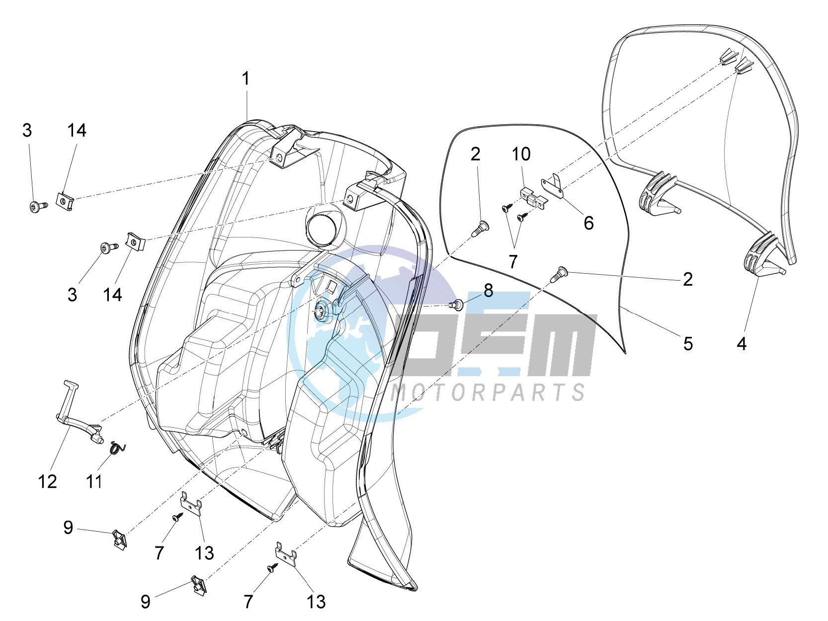 Front glove-box - Knee-guard panel