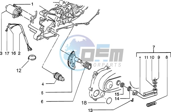 Starting motor-starter lever