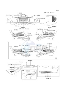 KVF700 D [PRAIRIE 700 4X4 TEAM GREEN SPECIAL EDITION] (D1) D1 drawing DECALS-- GREEN- -