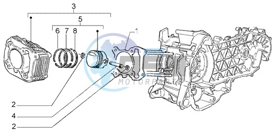 Cylinder-piston-wrist pin assy