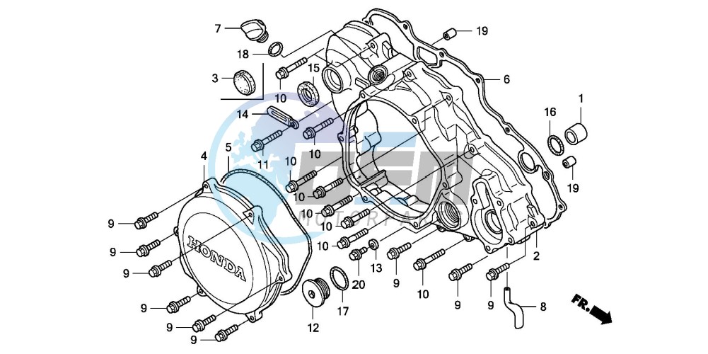 R. CRANKCASE COVER (TRX450R6,7,8/ER6,7,8)