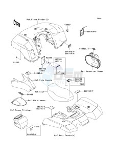 KVF 650 D ([BRUTE FORCE 650 4X4] (D6F-D9F) D8F drawing LABELS