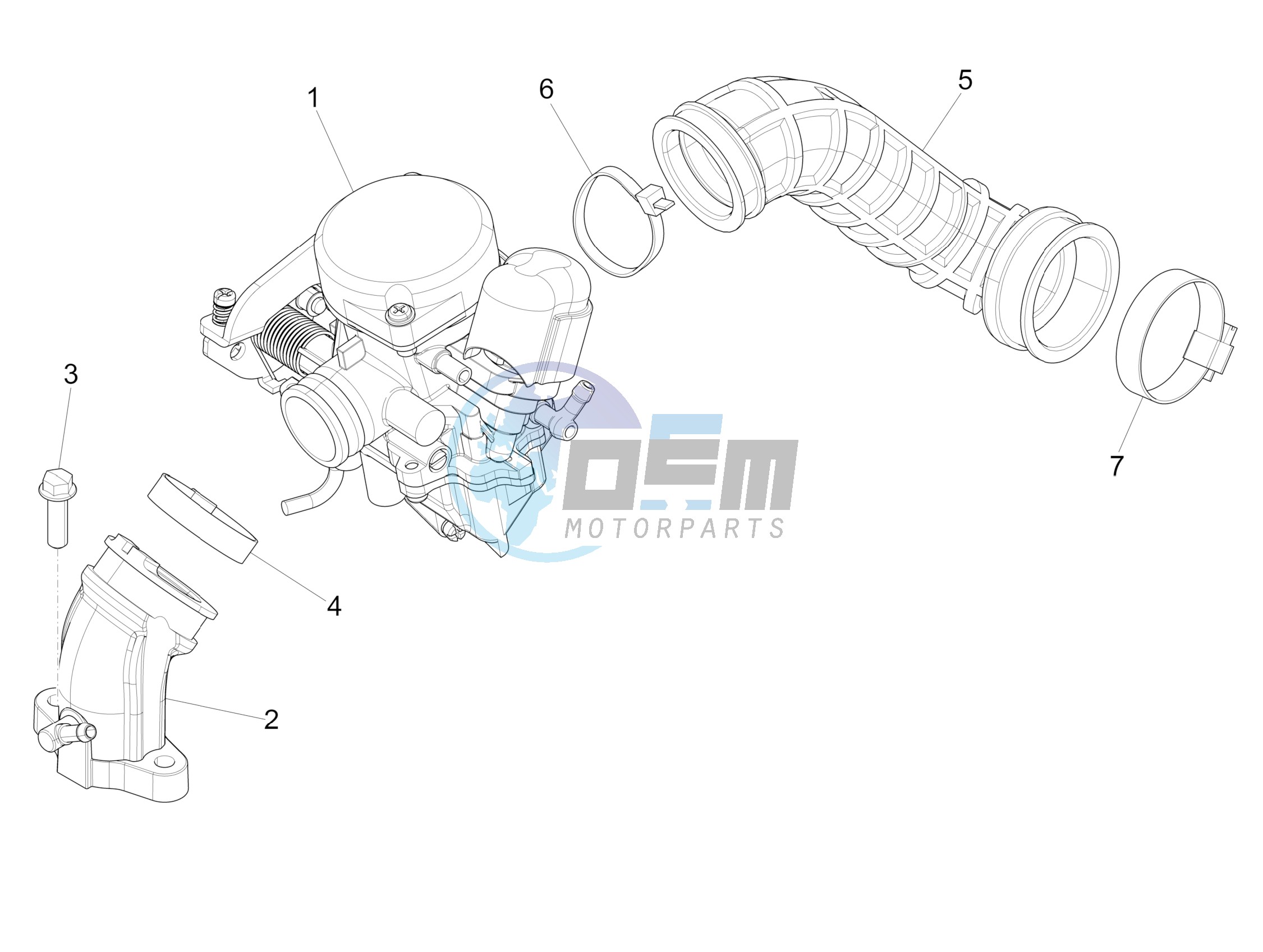 Carburettor, assembly - Union pipe