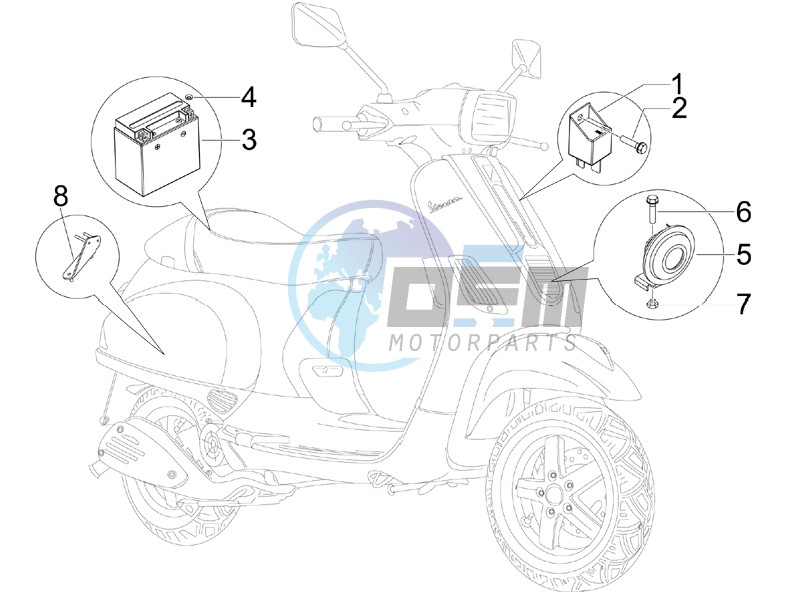 Control switches - Battery - Horn