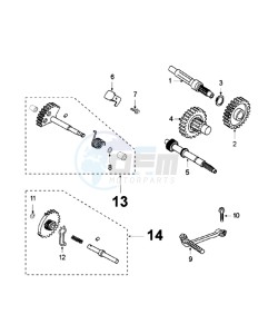 VIVA 3 L 125 4T drawing DRIVE SHAFTS / KICKSTARTER