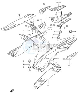 AN400 (E2) Burgman drawing REAR LEG SHIELD (MODEL X)