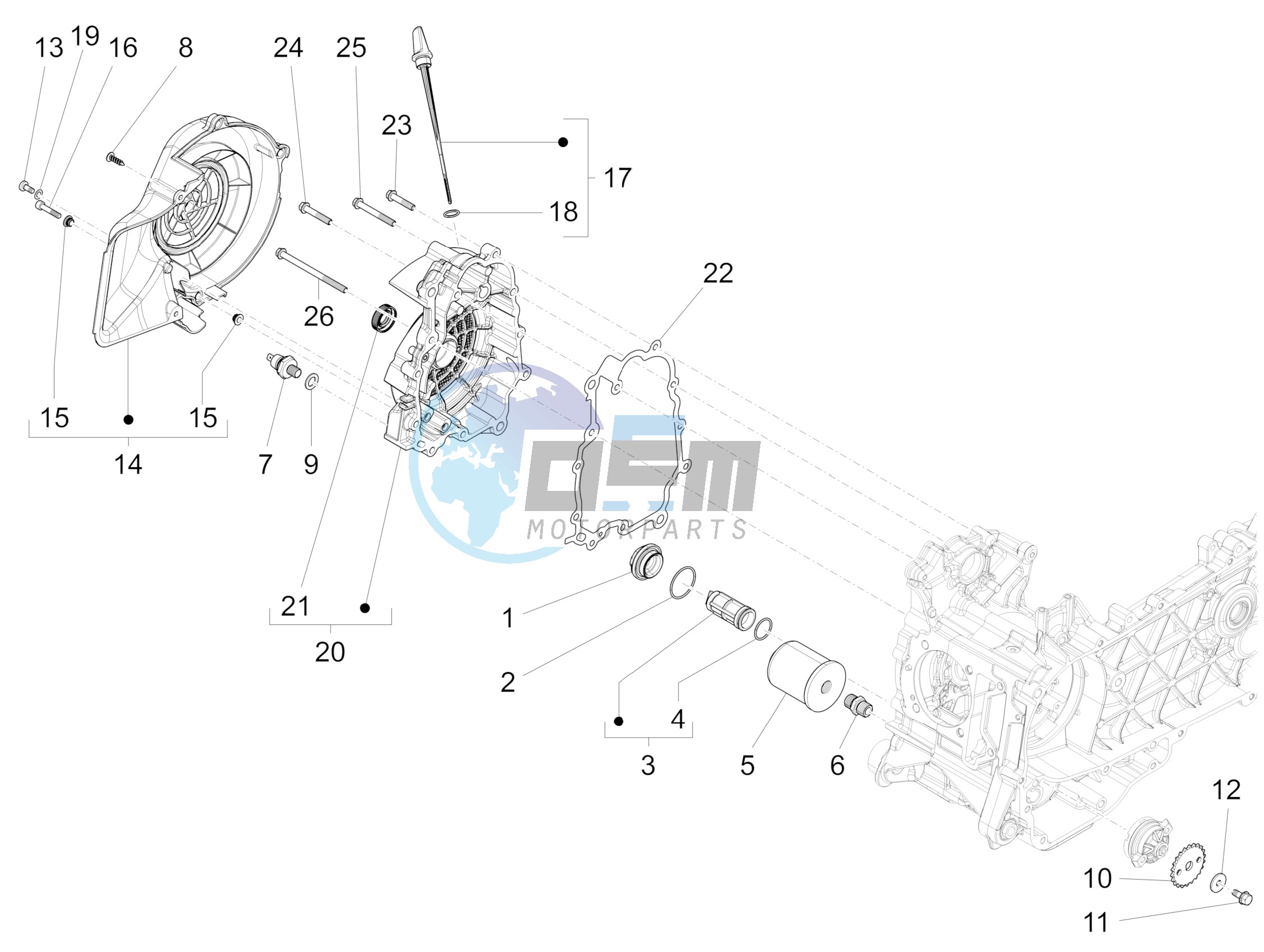 Flywheel magneto cover - Oil filter