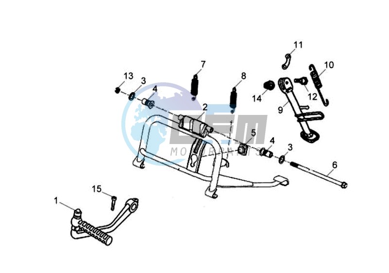 CENTRAL STAND - SIDE STAND - KICKSTARTER PEDAL