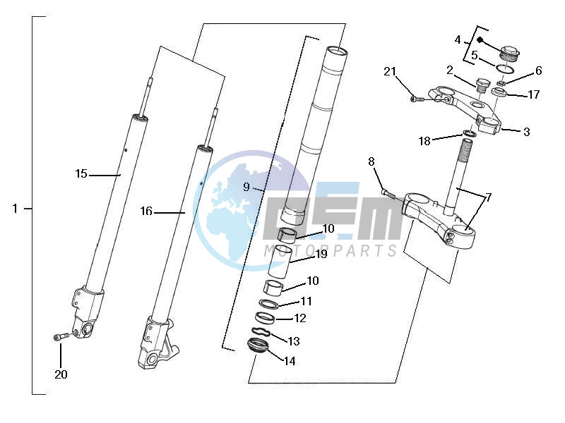 Fork steering tube - Steering bearing unit