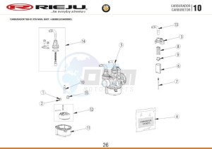 BYE-BIKE-RED 50 drawing CARBURETTOR --UBJBB1101H000001