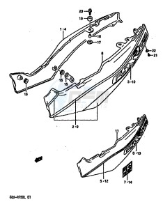 GSX-R750 (J-K-L) drawing FRAME COVER (MODEL L)