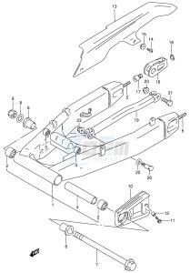 RF900R (E2) drawing REAR SWINGING ARM (MODEL T V W)