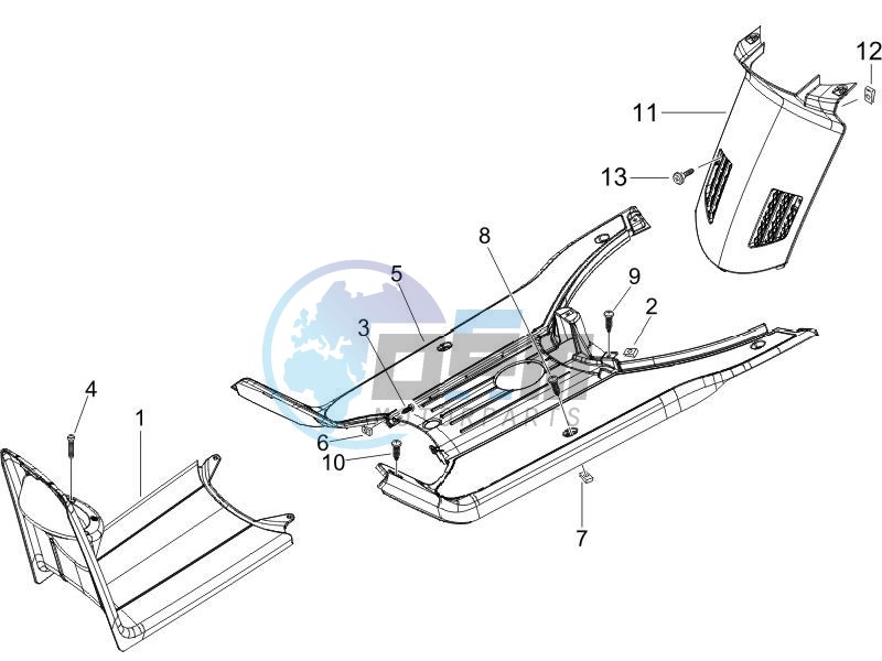 Central cover - Footrests