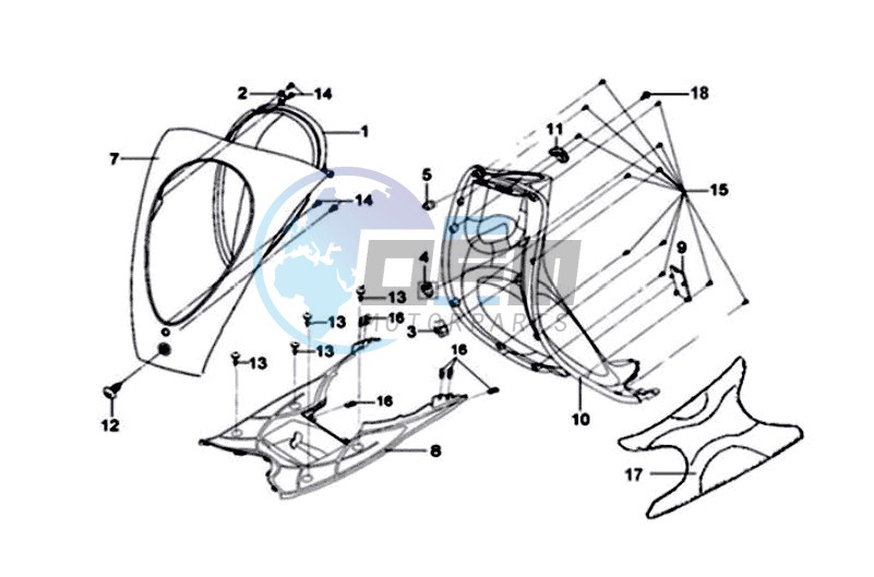 FR PLATE / HEAD LIGHT / FOOTREST