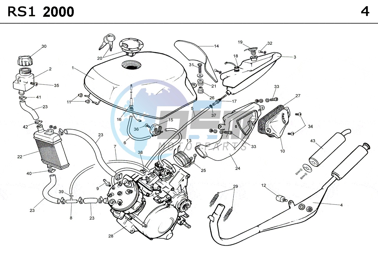 EXHAUST,RADIATOR,TANK, AIRFILTER