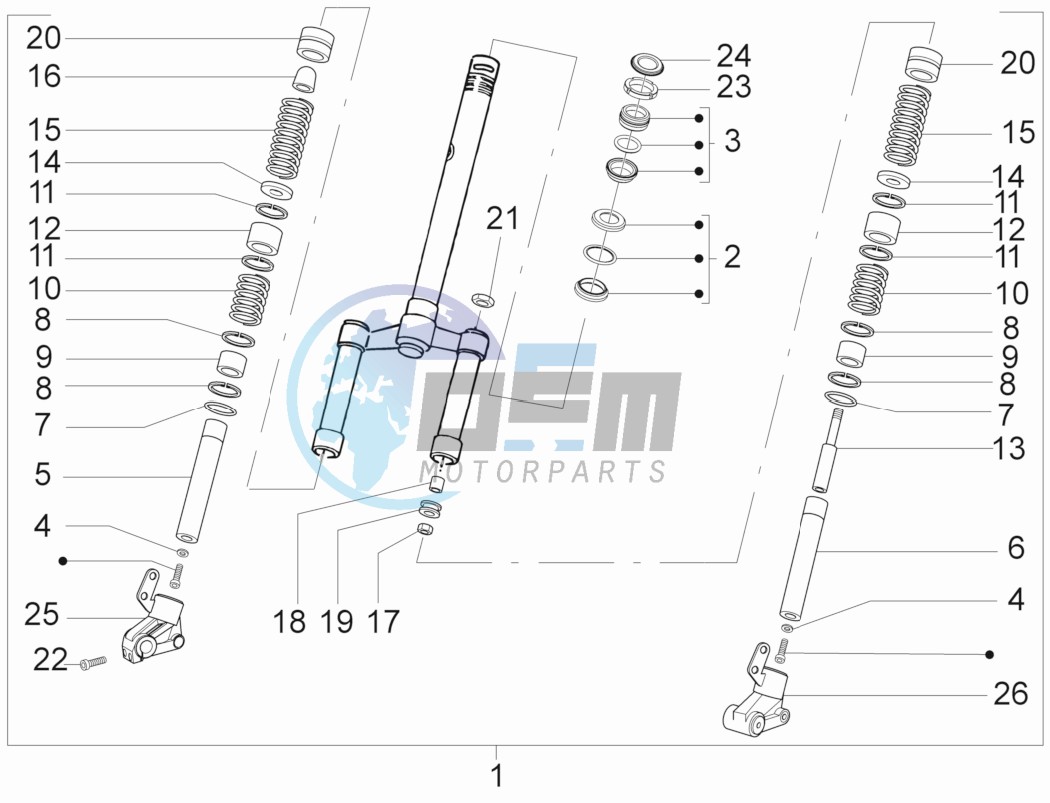 Fork steering tube - Steering bearing unit