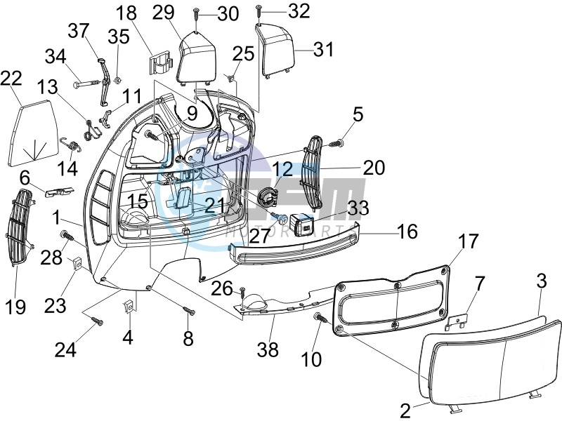 Front glovebox - Knee-guard panel