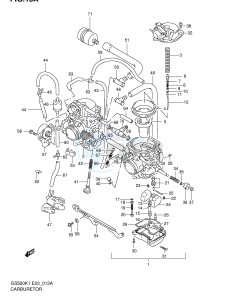 GS500 (E2) drawing CARBURETOR (GS500HK1 HK2 HUK1 HUK2)