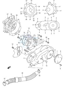 AN125 (E2) Burgman drawing CRANKCASE COVER (MODEL T V W X Y)