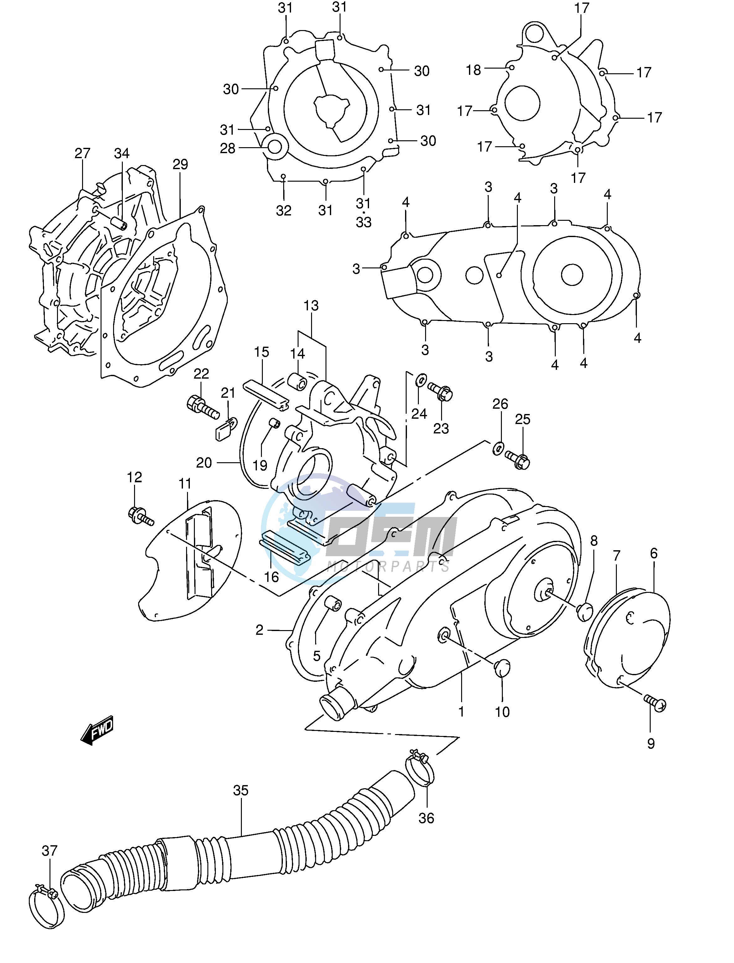 CRANKCASE COVER (MODEL T V W X Y)