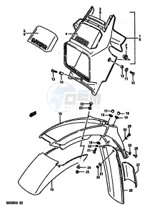 DR600R (E2) drawing FRONT FENDER (MODEL H J K E15,E16,E17,E18,E22,E24)