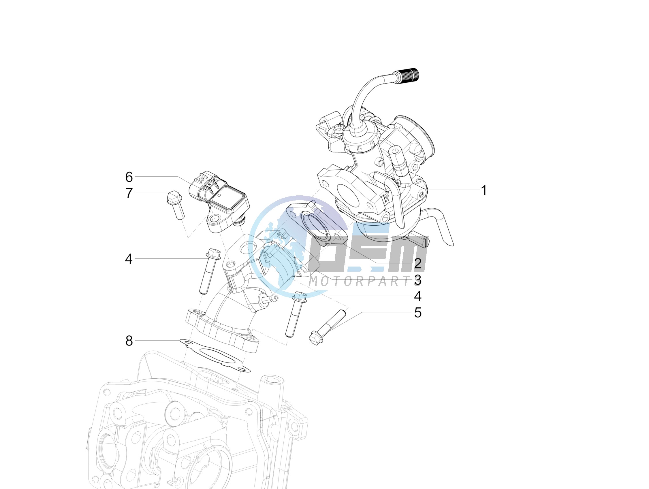 Carburettor, assembly - Union pipe