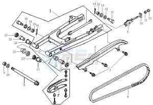 HUSKY 125 drawing REAR FORK - CHAIN COVER