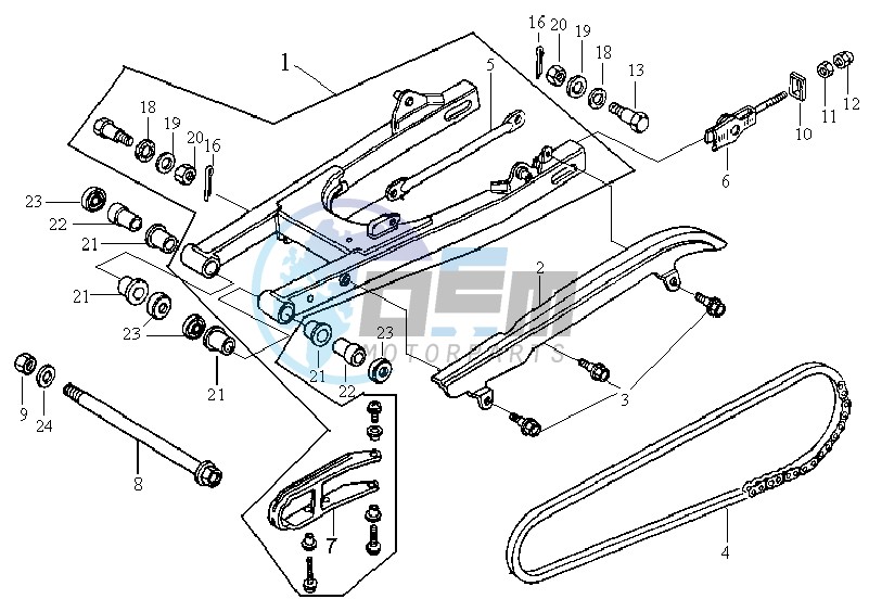 REAR FORK - CHAIN COVER