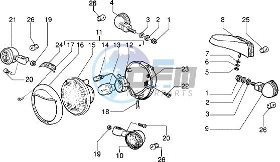 Front lights and turn signal lamps