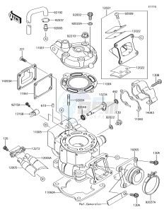 KX85 KX85CEF EU drawing Cylinder Head/Cylinder