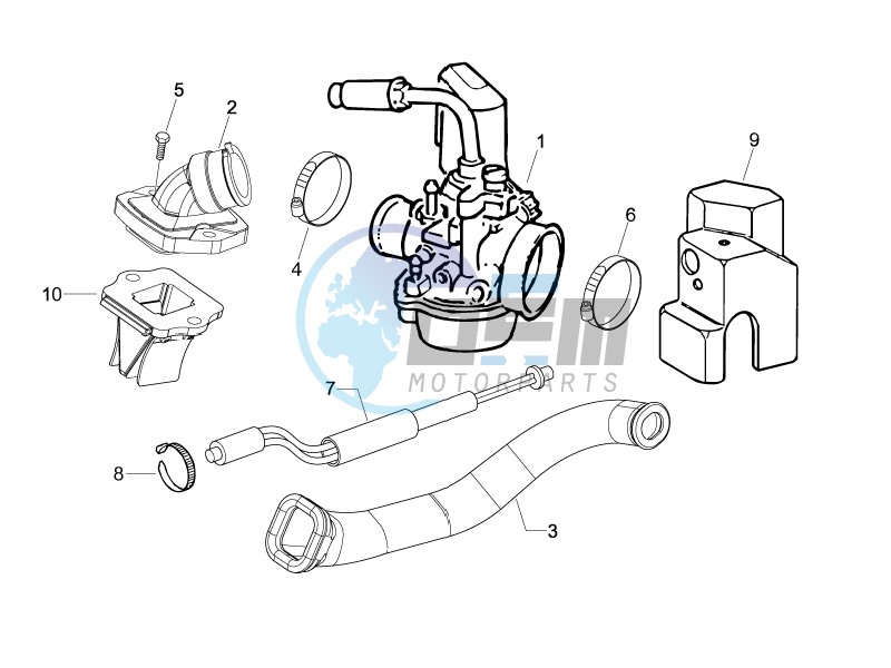 Carburettor assembly - Union pipe