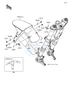 Z1000SX_ABS ZX1000MGF FR GB XX (EU ME A(FRICA) drawing Front Fender(s)