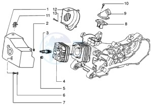 NRG 50 MC3 DT drawing Cylinder head - Cooling hood - Inlet and induction pipe