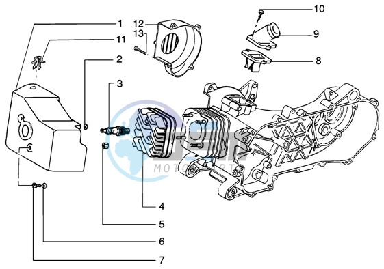 Cylinder head - Cooling hood - Inlet and induction pipe