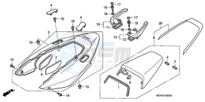 VFR800A9 France - (F / ABS CMF MME) drawing REAR COWL