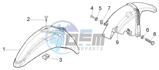 Front and rear mudguard