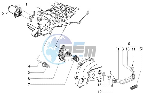 Starting motor-starter lever