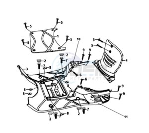 FIDDLE II 50 25KMH OLD ENGINE drawing FOOTREST / FRAME COWLING