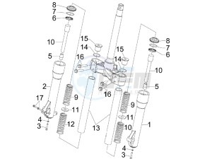 Beverly 250 ie Sport e3 drawing Fork components (Kayaba)