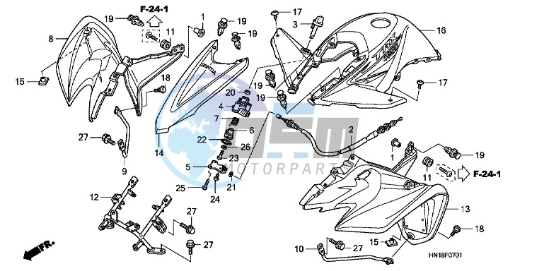 FRONT FENDER/ REVERSE LEVER ( TRX400EX8/ X9/ XC/ XD)