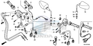 VFR1200X Europe Direct - (ED) drawing SWITCH/CABLE/MIRROR (VFR1200X/XA/XL)